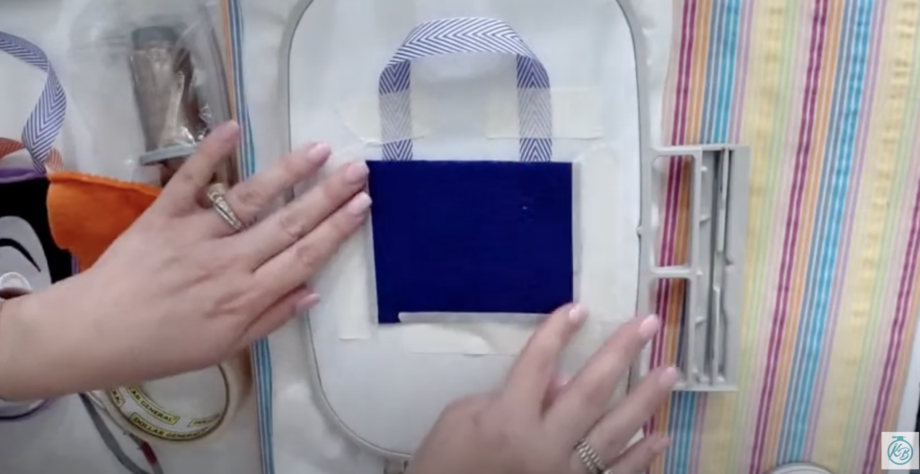 Taping the back piece of felt