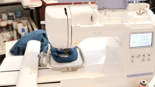 sleeves being embroided on machine