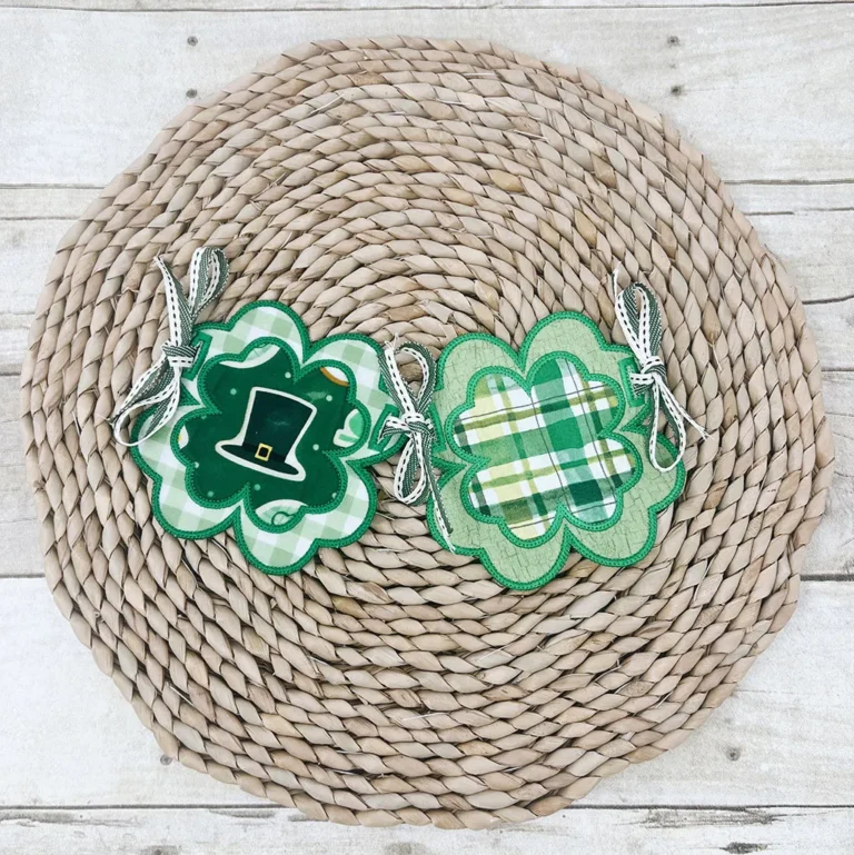 How To Make Unique Machine Embroidery Design – 4 Leaf Clover Banner – 90