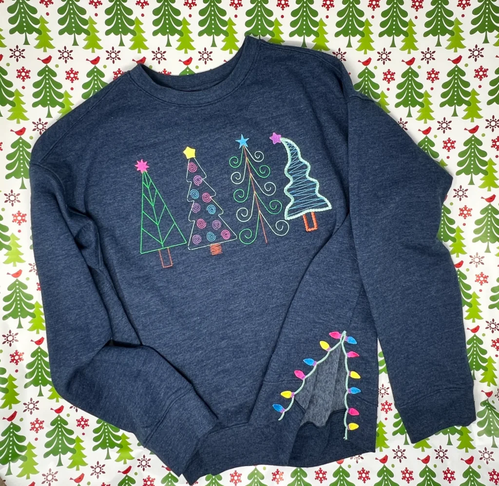 embroidered Christmas sweatshirt