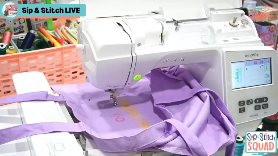 embroidering a tote bag on machine